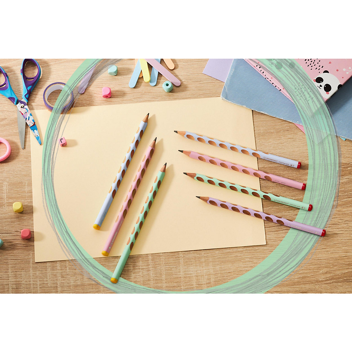 Dreikant-Bleistift EASYgraph Linkshänder pastellblau HB, 6 Stück