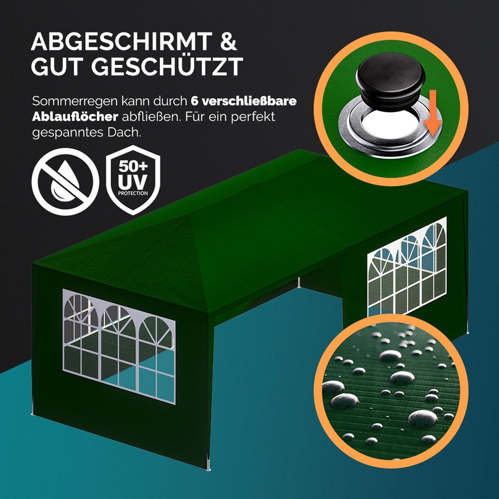 Casaria Partyzelt Rimini, anthrazit 3x6m UV-Schutz 18m² Wasserabweisend 6 Seitenteile Pavillon