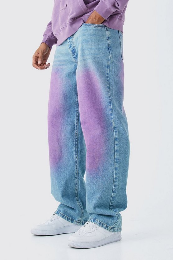 Lockere Jeans mit Pink-Tönung in Antik-Blazer