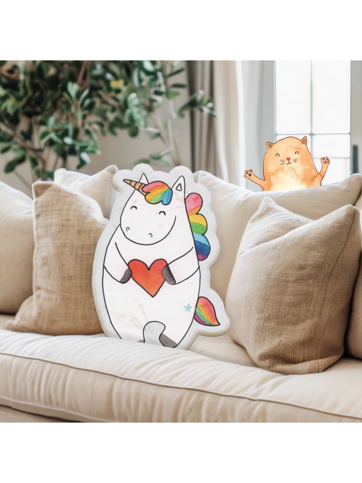 Mr. & Mrs. Panda Kissen Kuscheltier Einhorn Herz ohne Spruch in Weiß günstig kaufen