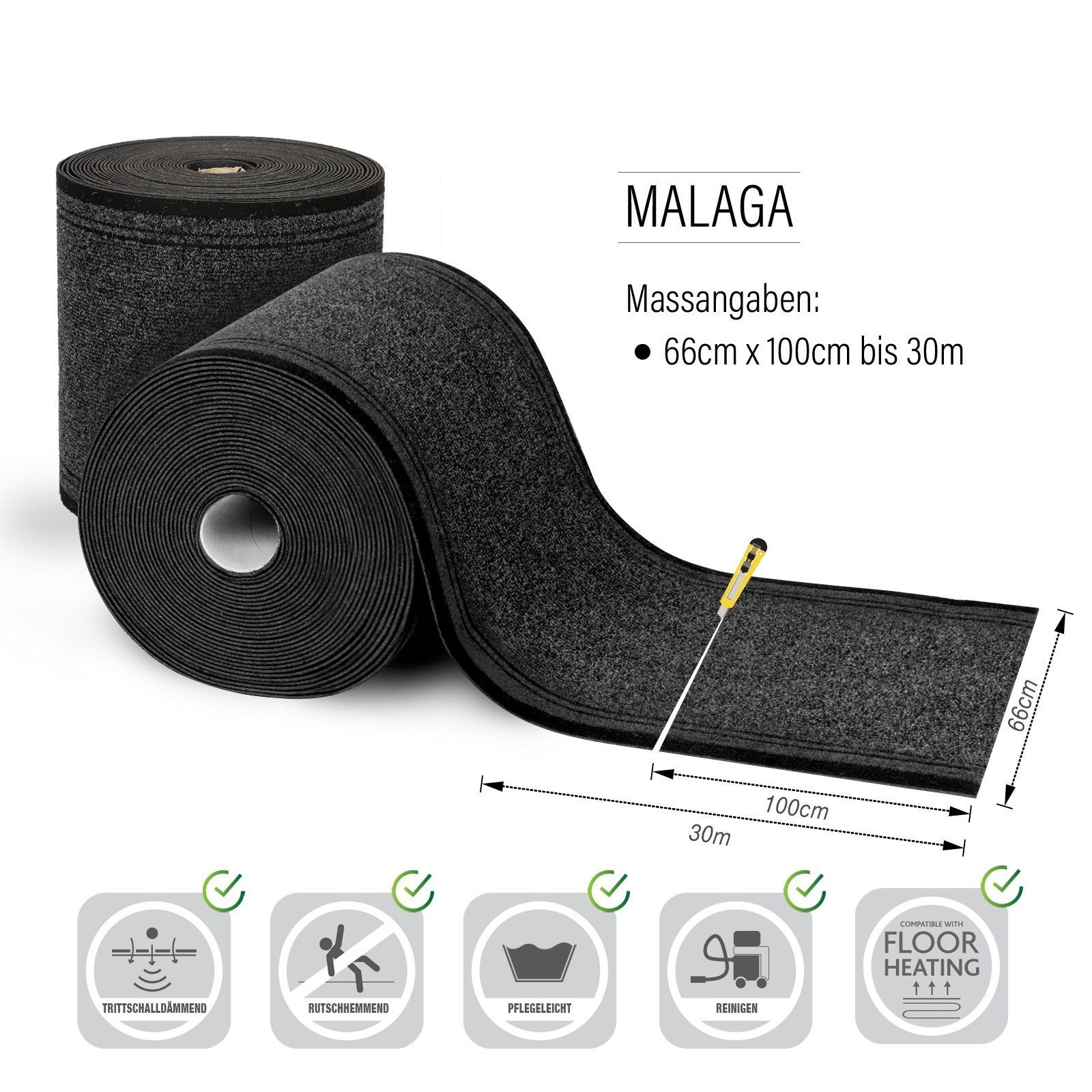 Küchenläufer Malaga, Erhältlich in vielen Farben & Größen, Küchenteppich, Läufer, Floordirekt