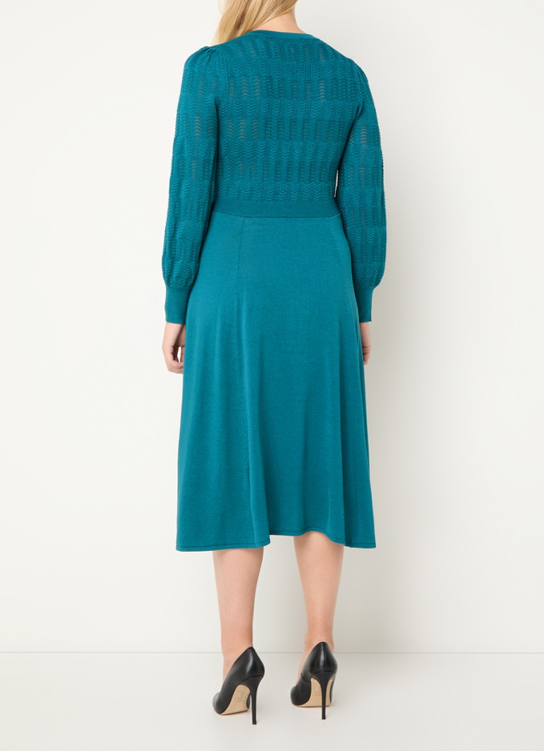 Robe tunique midi en maille fine Susannah de LKBennett, ornée d'un motif ajouré et d'un nœud.