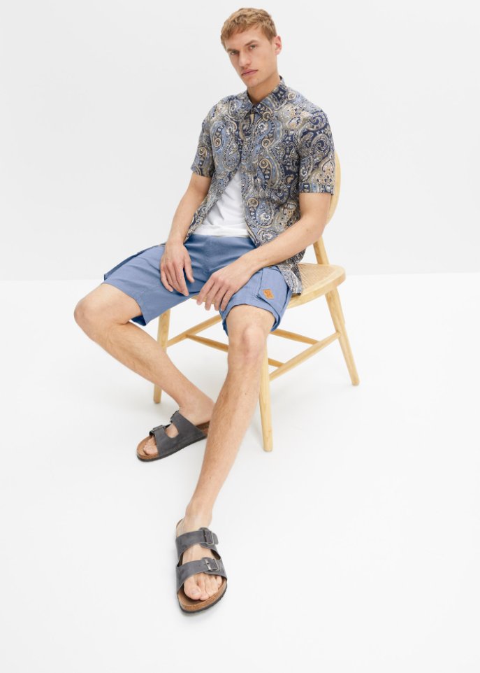 Cargo-Bermuda aus Leinen, Loose Fit