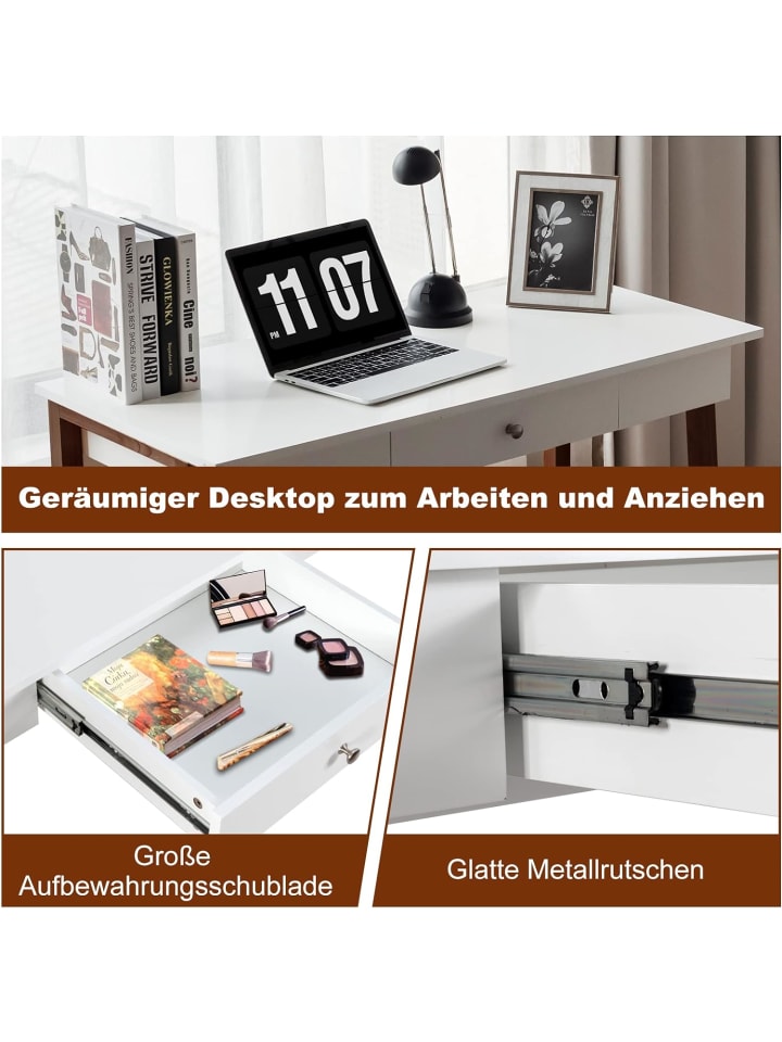 COSTWAY Schreibtisch mit Schublade in Braun günstig kaufen onesize