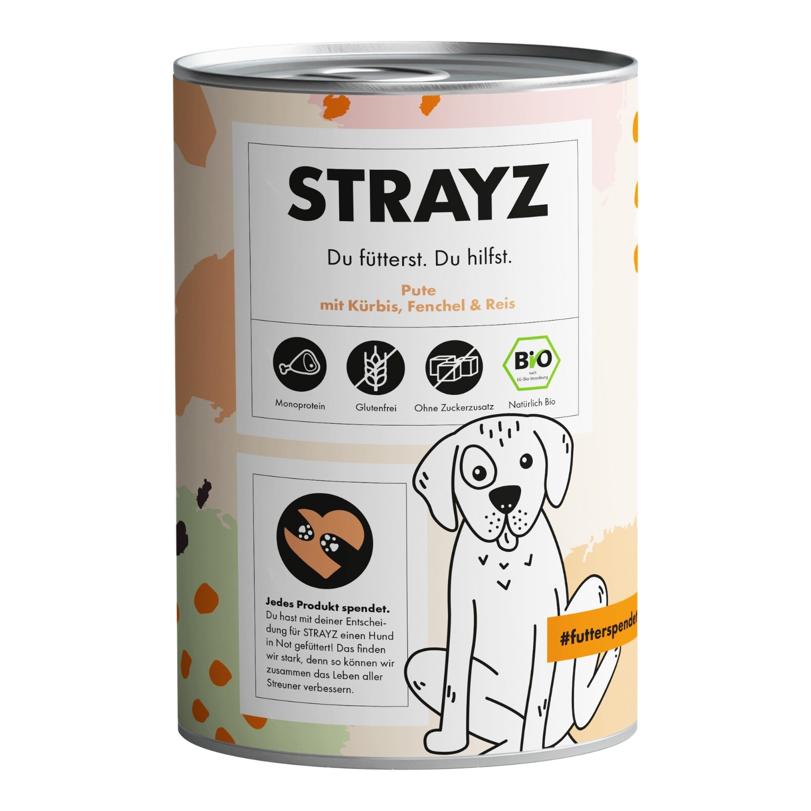 STRAYZ Hundenassfutter STRAYZ BIO 6x400g Pute mit Kürbis, Fenchel & Reis