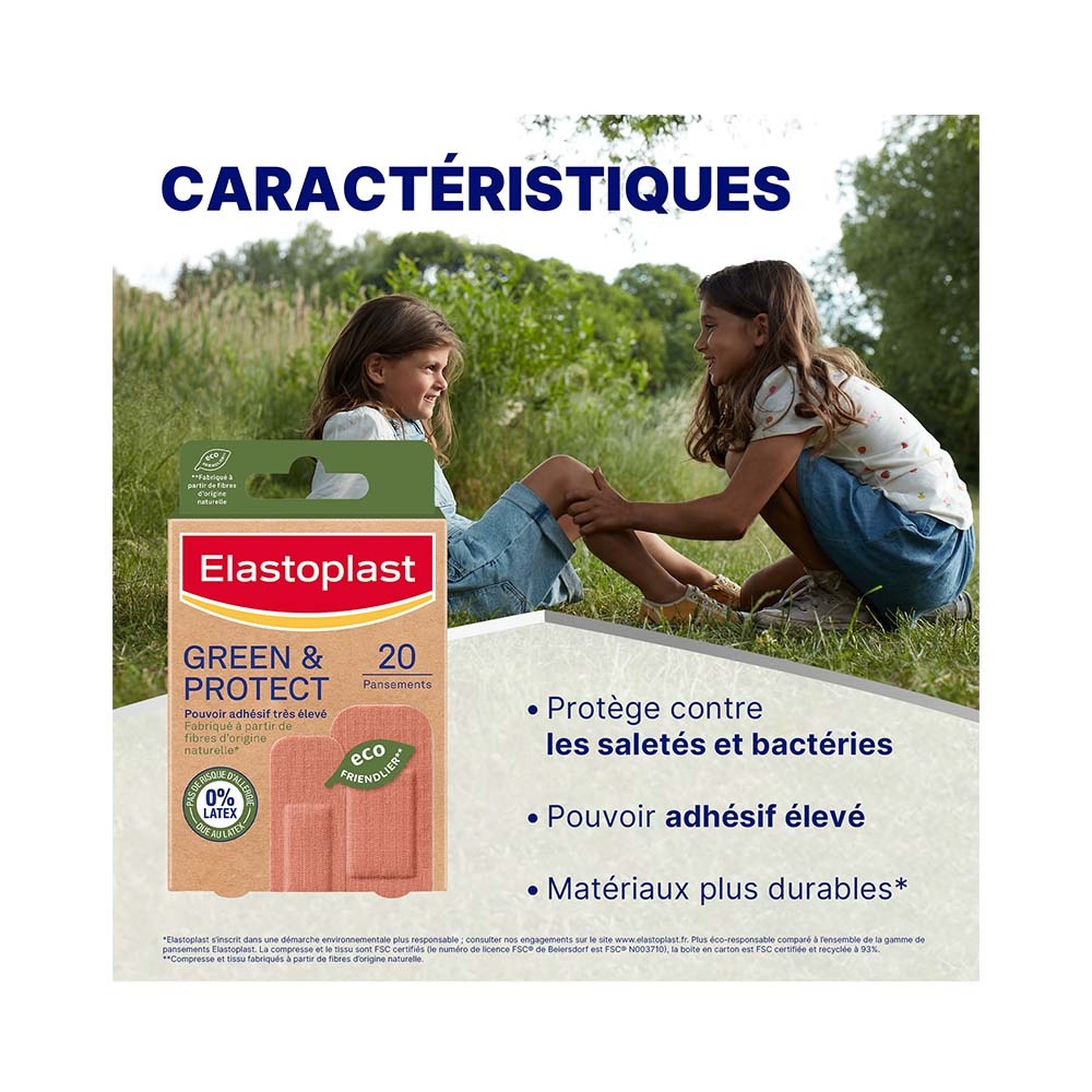 elastoplast Elastoplast Green & Protect Tissu - 20 Pansements - 2 formats Pansements