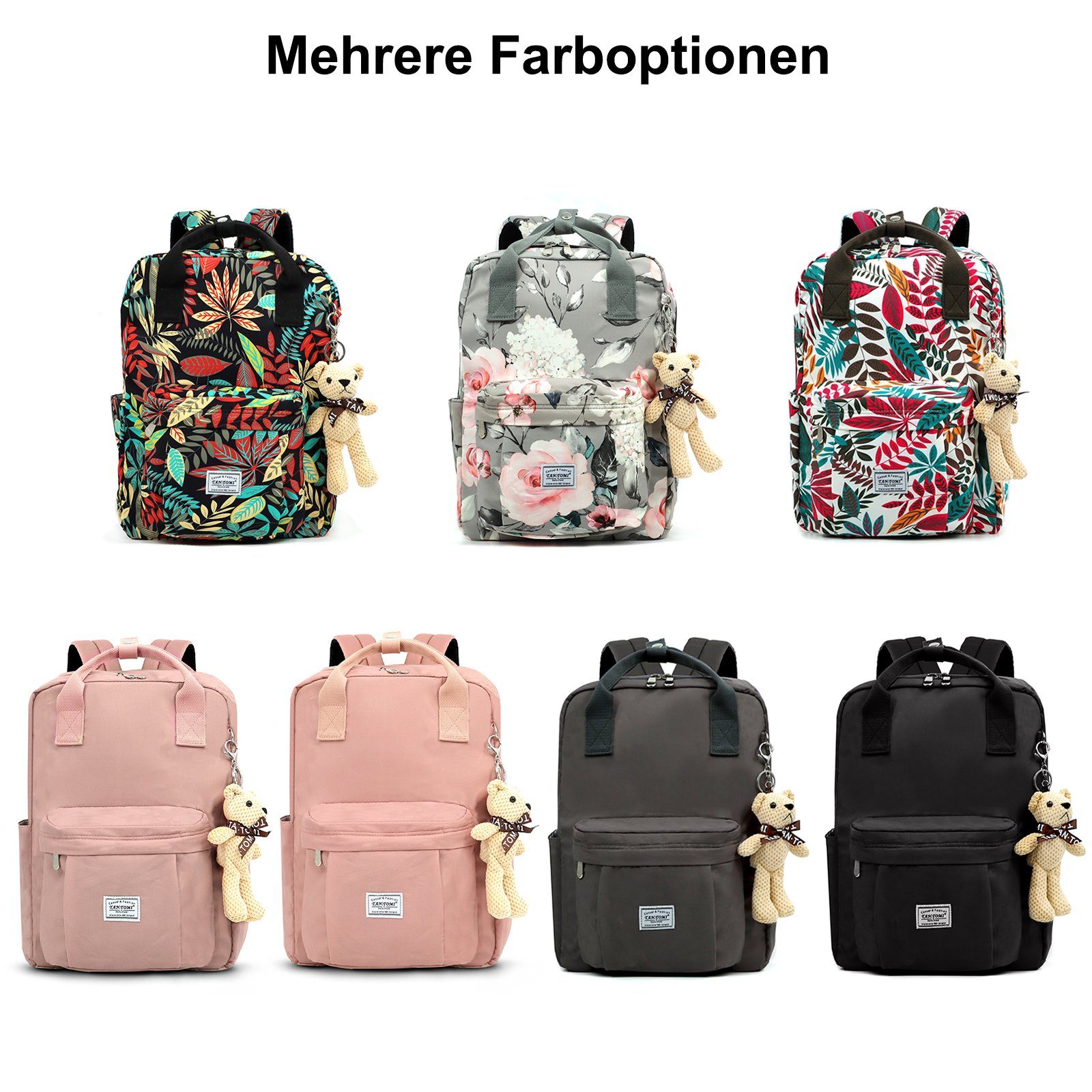 TAN.TOMI Schulrucksack Rucksack Mädchen Jungen & Kinder Damen Herren Schulrucksack, mit laptopfach für 15 Zoll Notebook, wasserdichte Schultasche