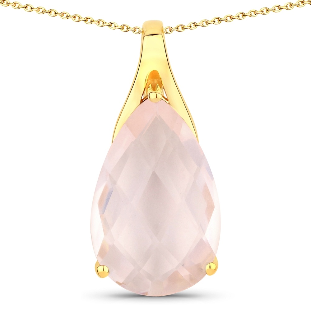 Rafaela Donata Chaîne Argent sterling Quartz rose en Or jaune Bijoux