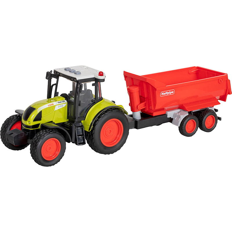 FunToys Traktor str 1:16 m/henger, lys og lyd