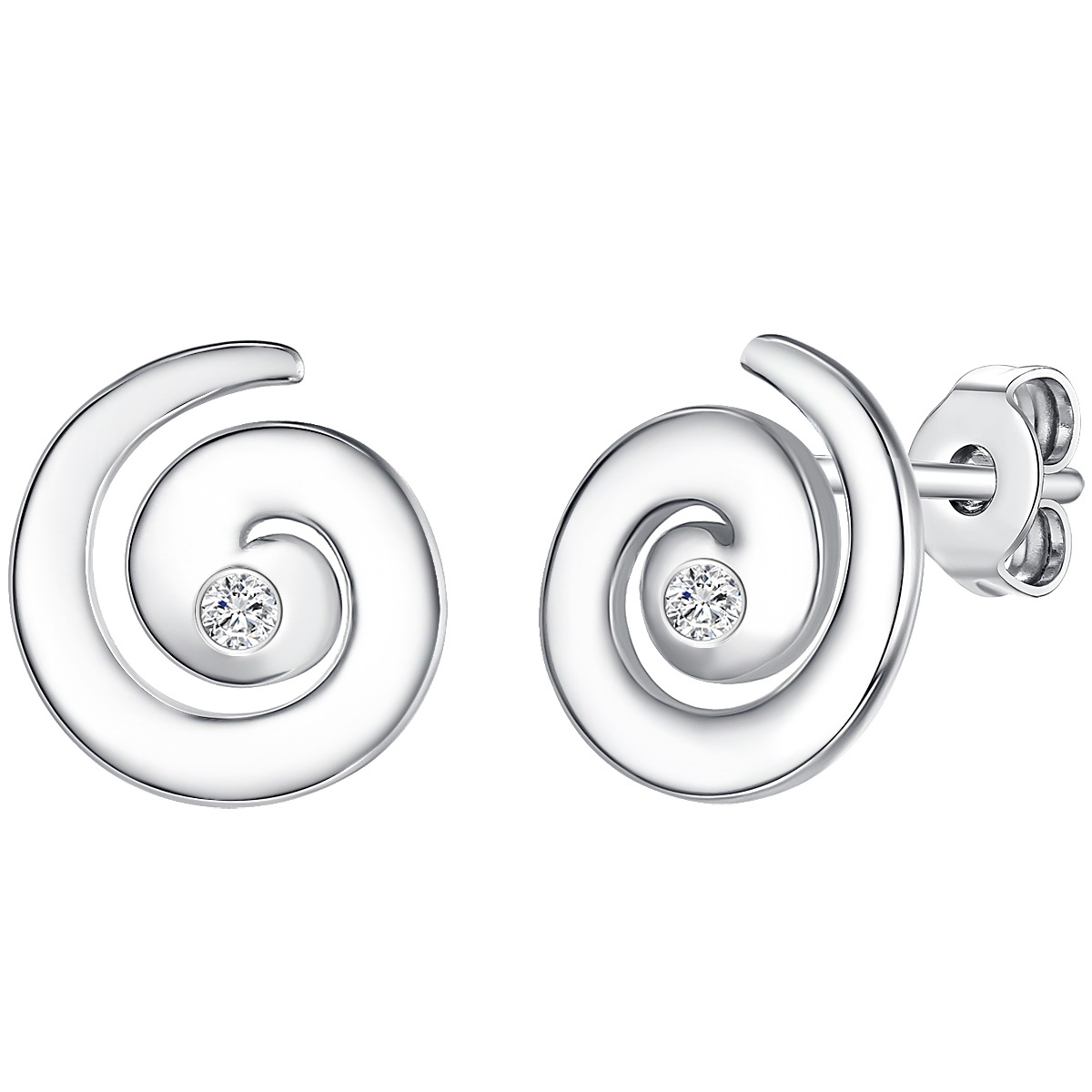 Diamant-Ohrstecker Sterling Silber Diamant in Silber