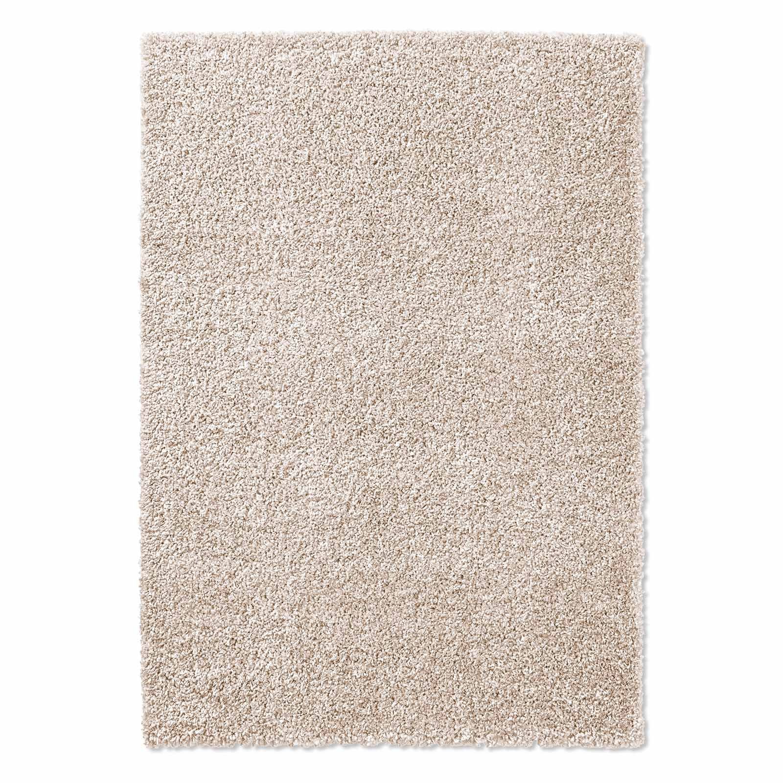 Langflor-Teppich Venezia Shaggy, TaraCarpet, rechteckig, Höhe: 35 mm, Hochflor Shaggy Uni Creme Wohnzimmer Schlafzimmer 060x090 cm