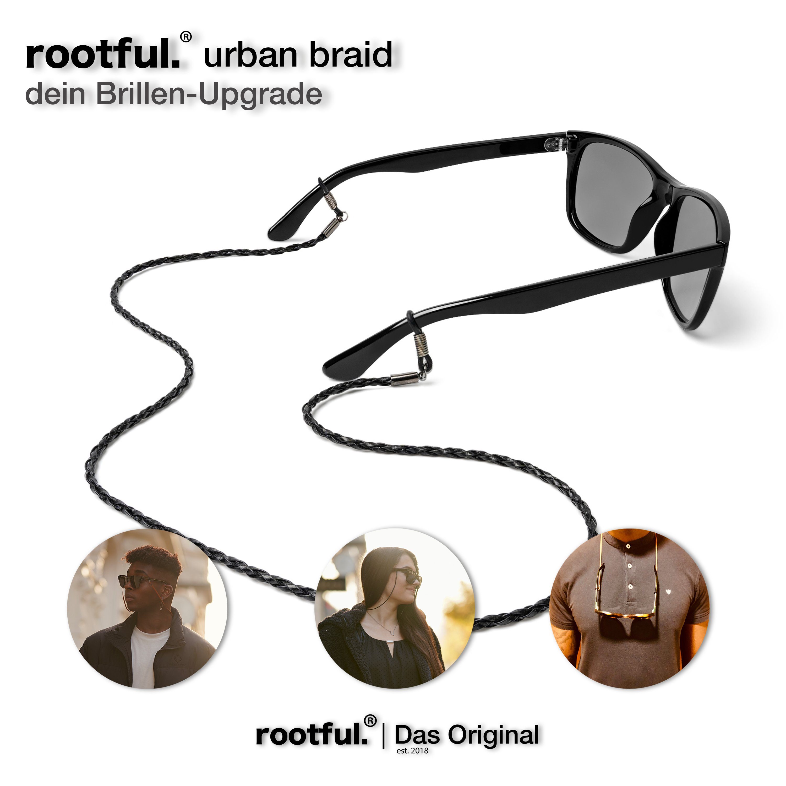 rootful. Brillenband rootful.® urban Brillenband aus Leder 2er Pack - Brillenkette, inklusive Mikrofaserbeutel und Mikrofaserputztuch
