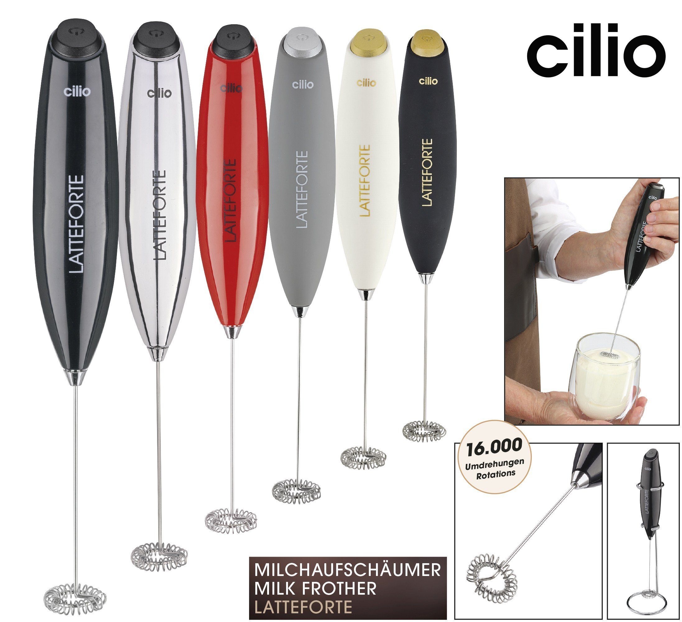 Cilio Milchaufschäumer Milchaufschäumer Milchschäumer cilio LATTEFORTE weiß matt 103182