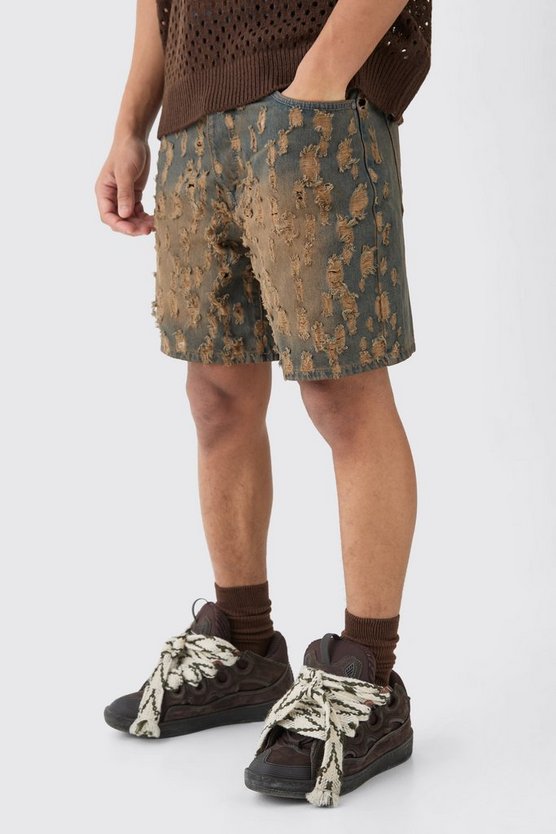 Lockere Jeansshorts mit Rissen