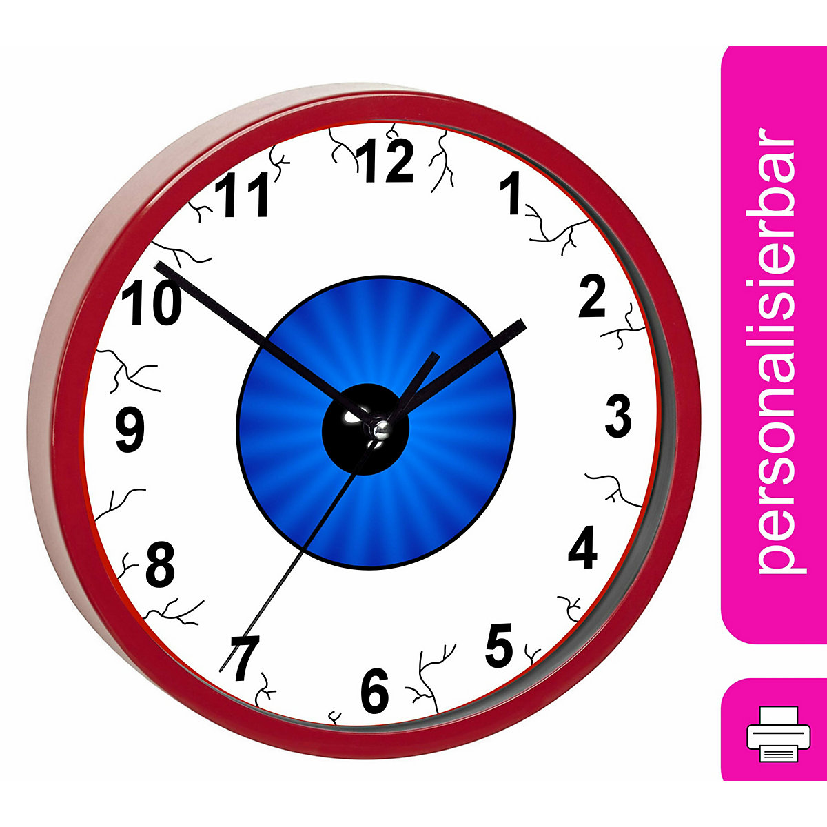 Kinder Wanduhr laufruhig personalisiert mit Name Monsterauge