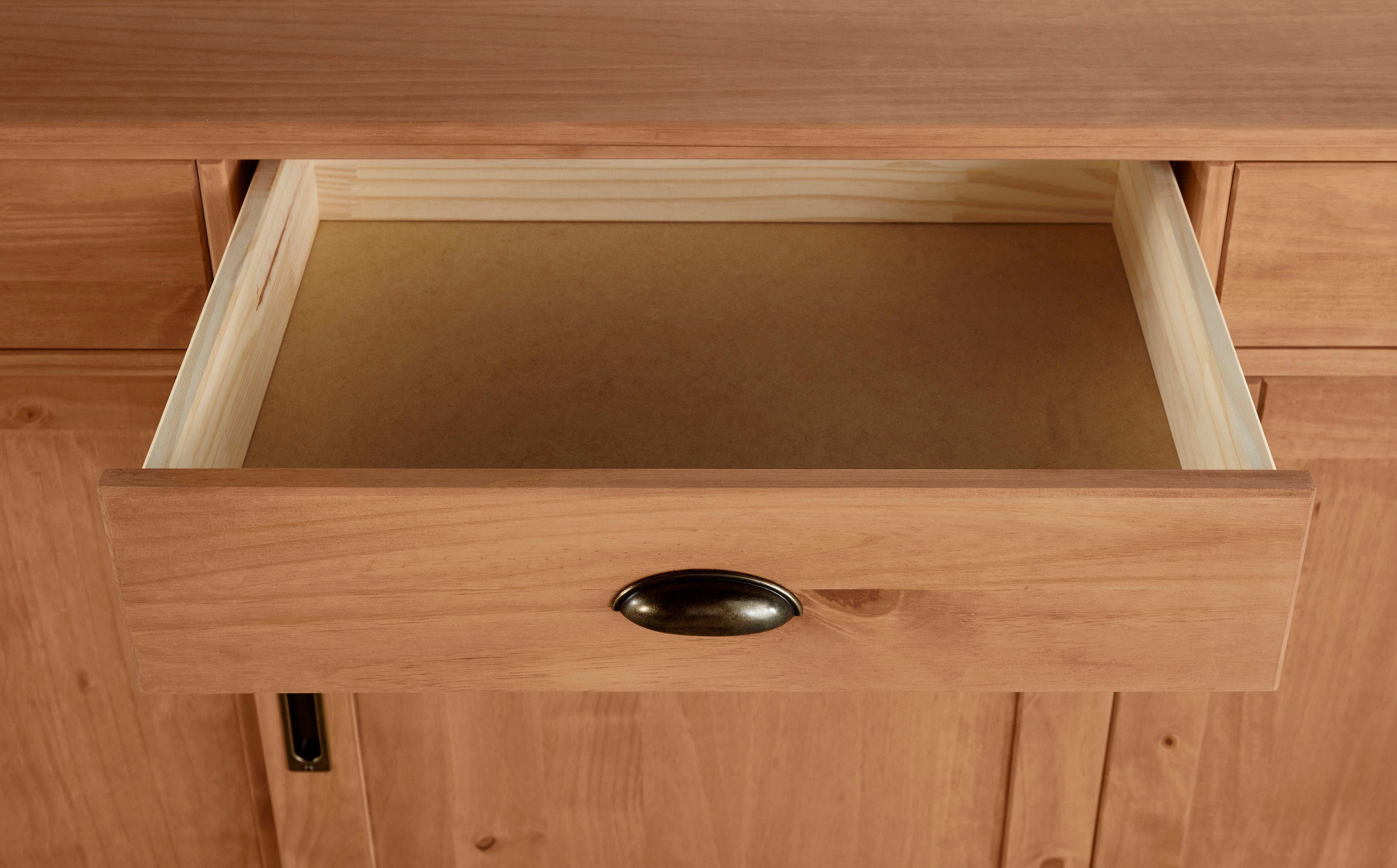 Home affaire Sideboard Schröder, mit 3 Schiebetüren und 3 Schubkasten, aus massivem Kiefernholz