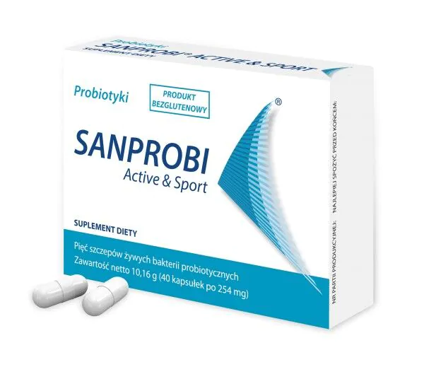 Sanprobi Active & Sport, dodatak prehrani koji sadrži žive bakterijske kulture, kapsule