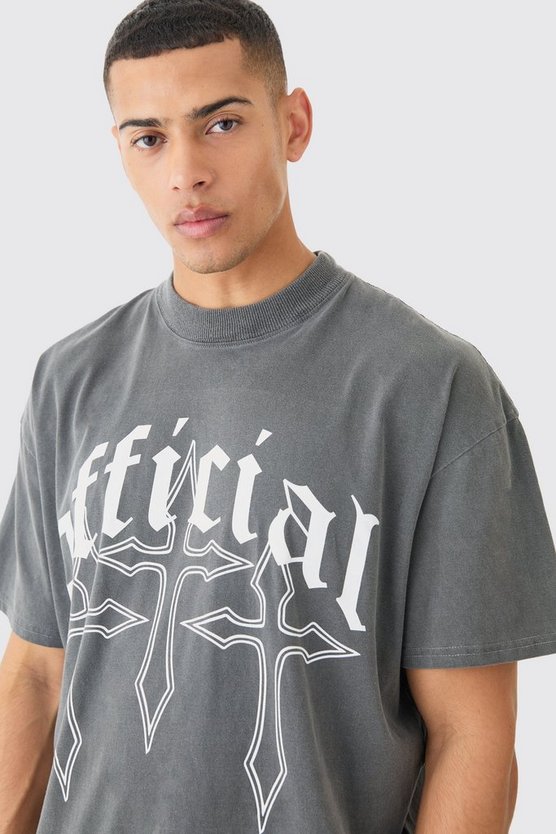 Oversize T-Shirt mit Official Kreuz-Print