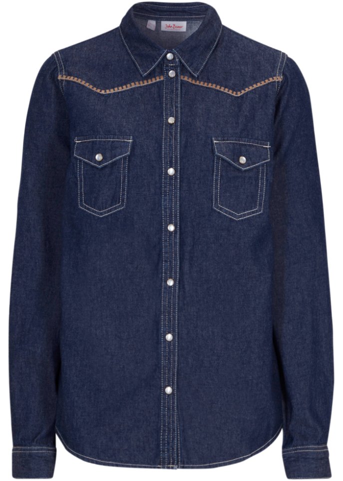 Jeansbluse mit Stickerei