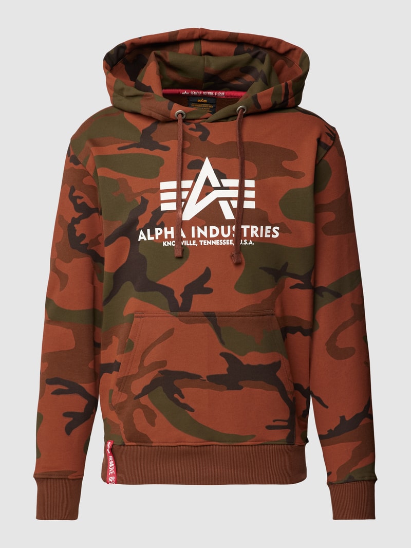 Hoodie mit Camouflage-Muster Modell 'BASIC' in dunkel orange