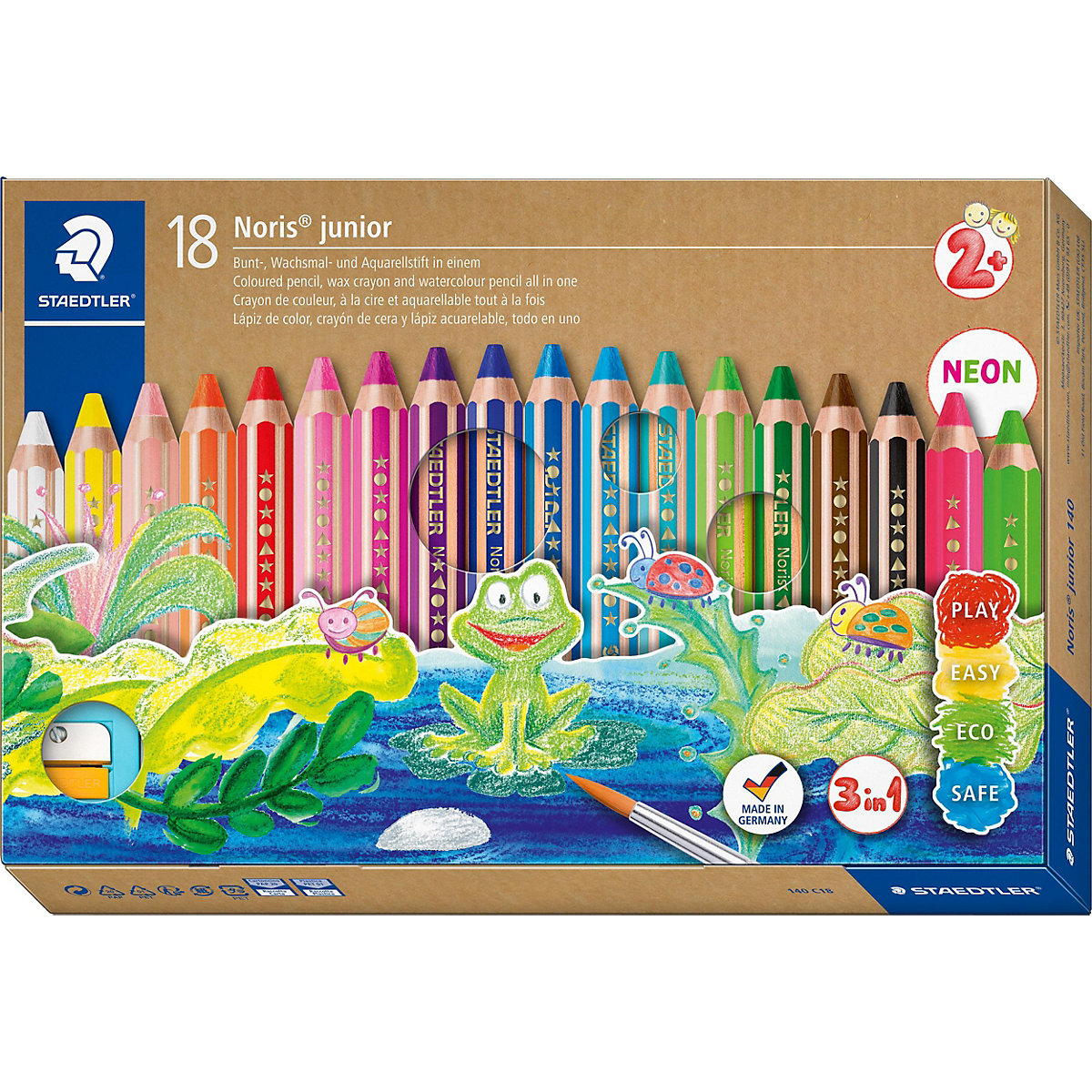 Buntstifte Noris® junior 3 in 1, 18 Farben, inkl. Anspitzer