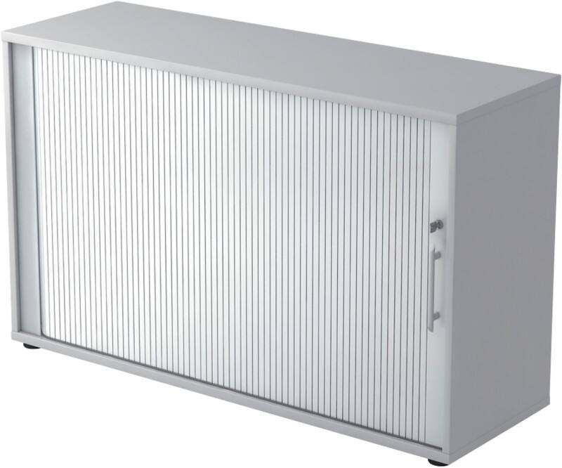 Hammerbacher Rollladenschrank Lichtgrau, Silber 1.200 x 400 x 748 mm