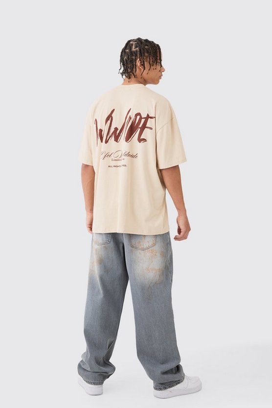 Oversize Worldwide T-Shirt mit Print