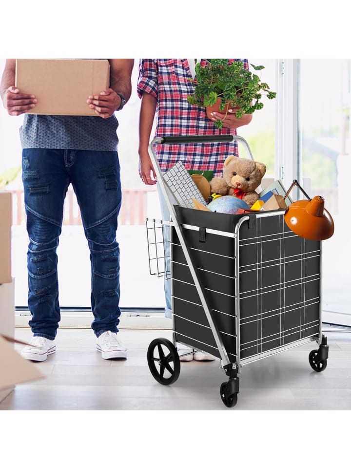 COSTWAY Einkaufstrolley Klappbar in Silber günstig kaufen onesize