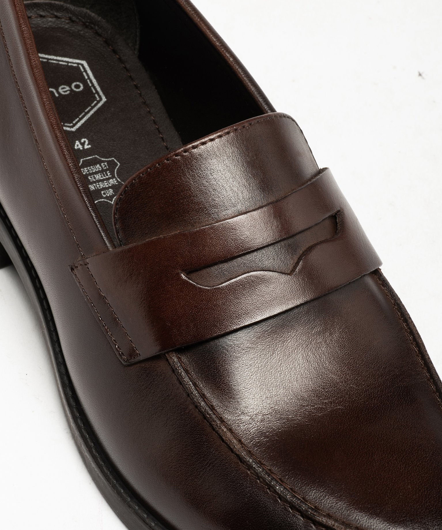 Mocassins dessus cuir homme - Tanéo marron | GEMO