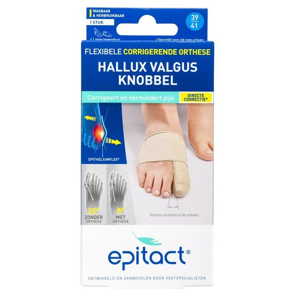 Epitact Hallux Valgus Hallux Hallux Fleksibel Korrigerende Ortose Taupe, størrelse 39-41