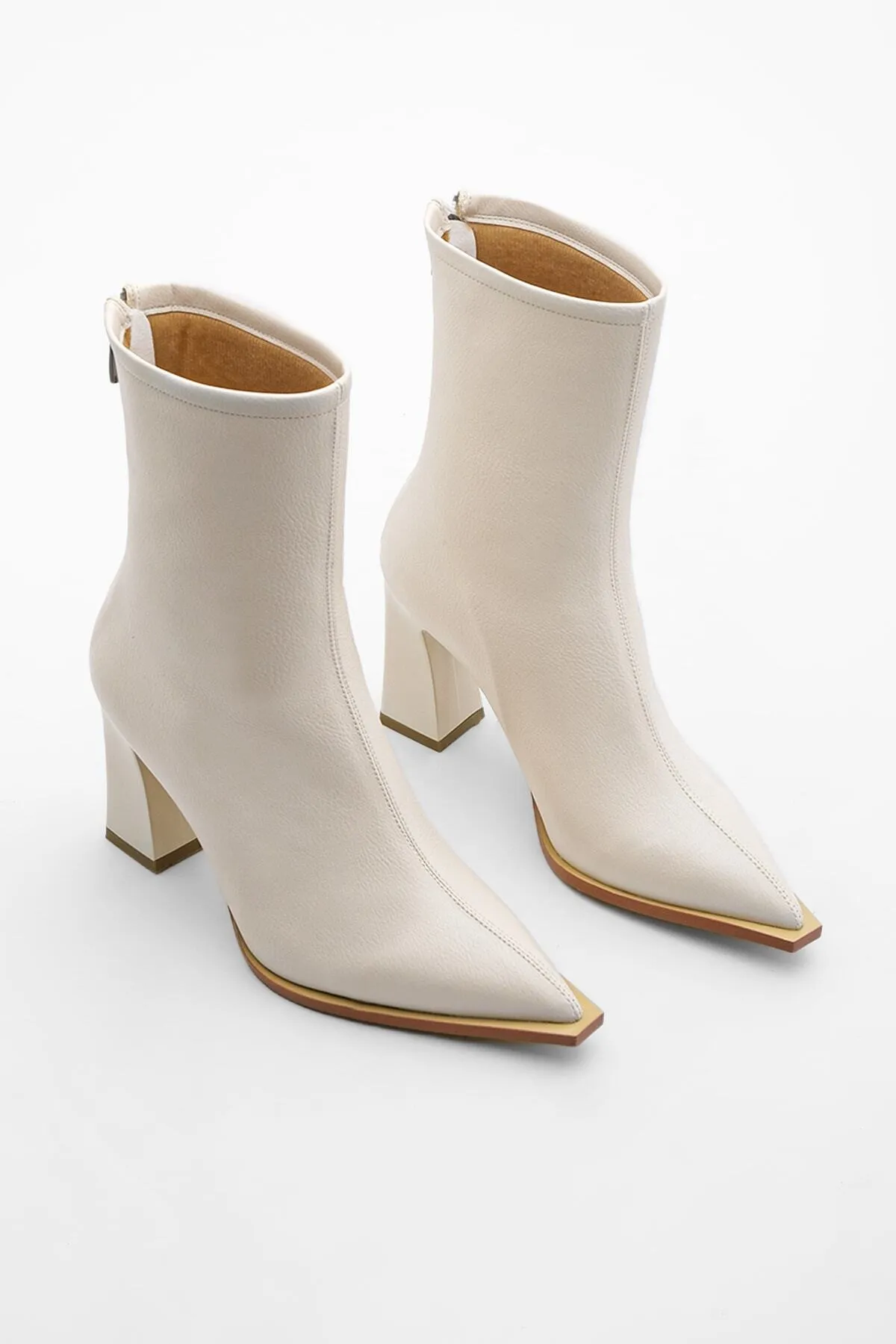 Marjin  Stiefelette - Ecru - Blockabsatz