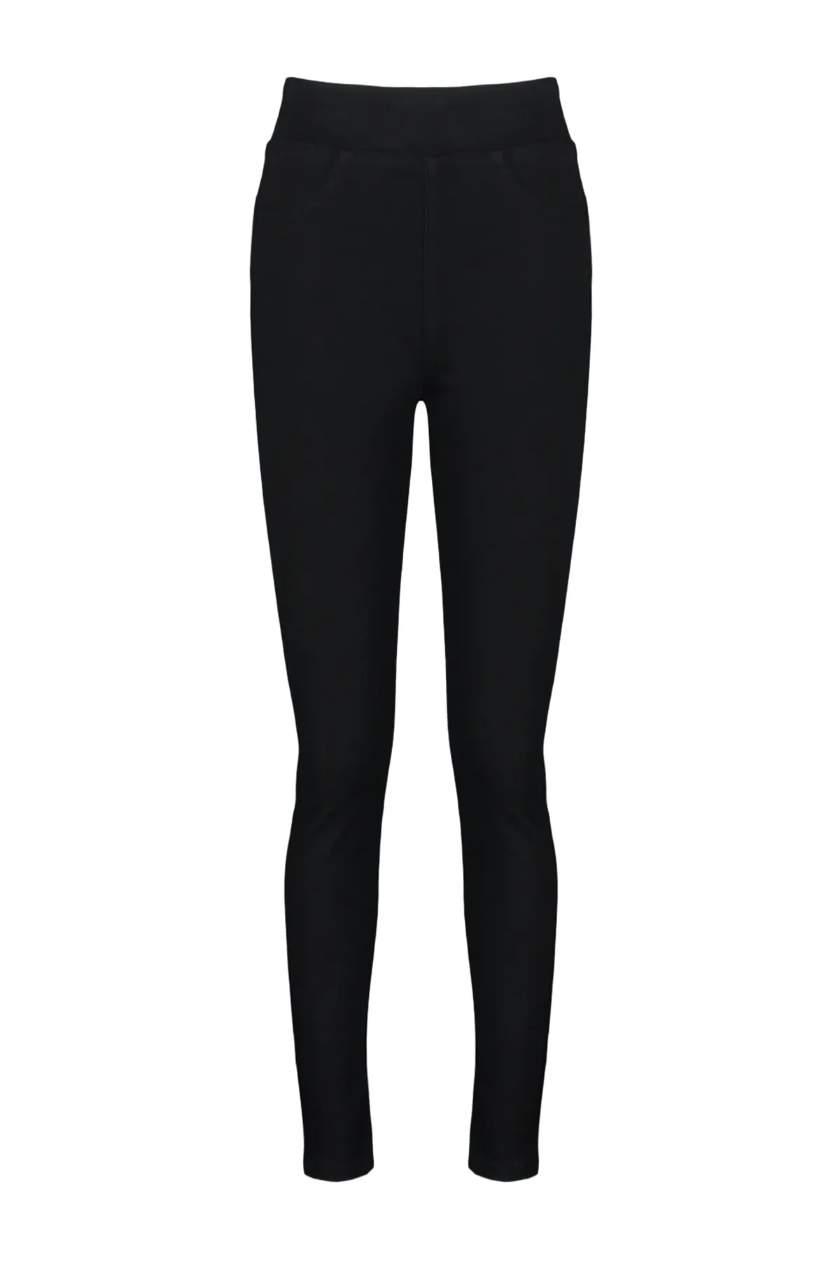 Trendyol Collection  Schwarze Jegging-Jeans mit hoher Taille und detailliertem Bund TWOAW24JE00234