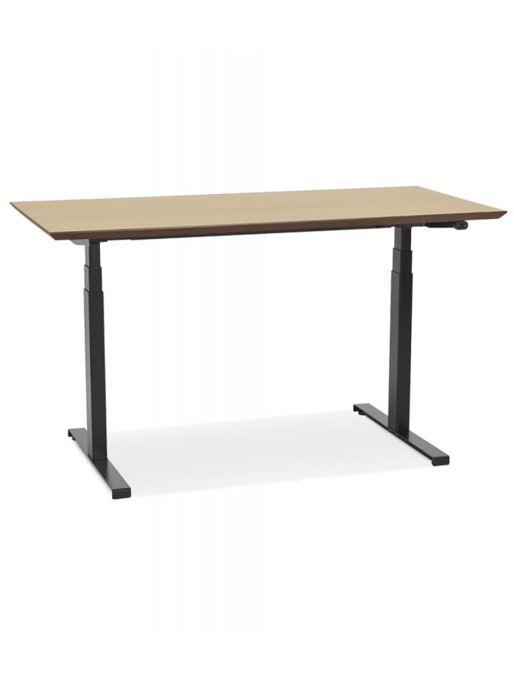 KADIMA DESIGN Elektrischer Sitz-Steh-Schreibtisch aus Holz Metall | Modern in Beige-Schwarz günstig kaufen