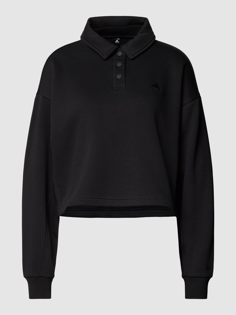 Cropped Sweatshirt mit rückseitigem Label-Print in schwarz