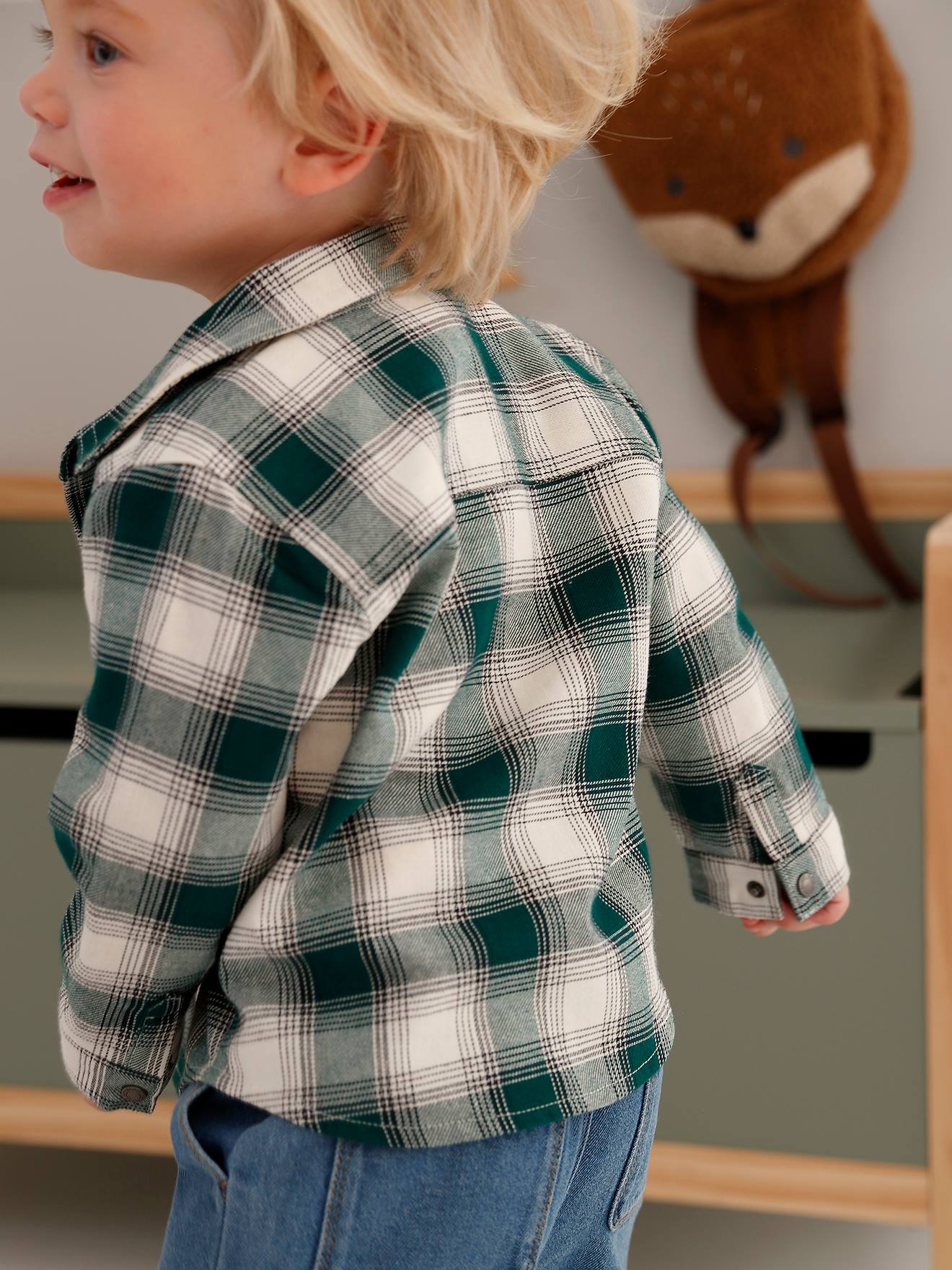 Chemise flanelle bébé à carreaux carreaux vert