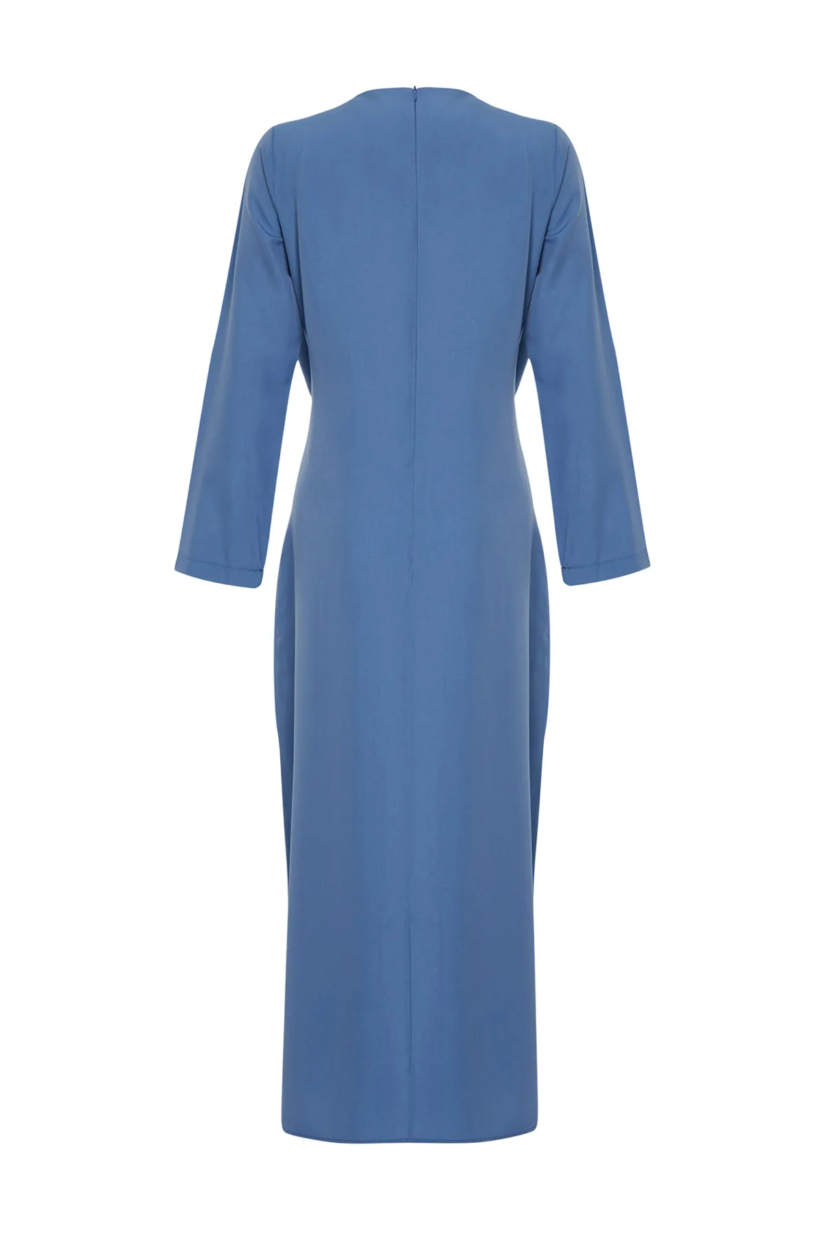 Trendyol Modest  Blaues, gerades, detailliertes Aller-Webkleid TCTSS24EB00146