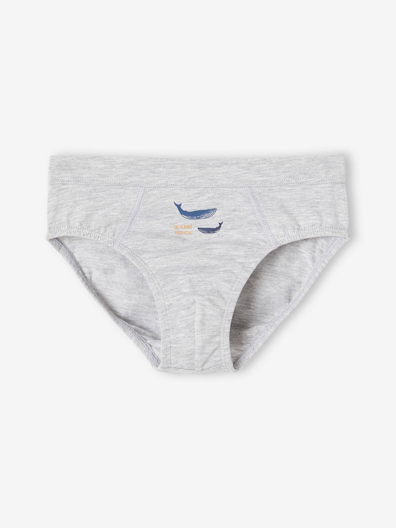 Vertbaudet 7er-Pack Jungen Slips mit Bio-Baumwolle, Wale - himmelblau
