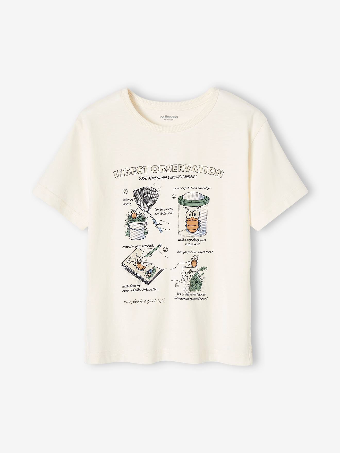Vertbaudet Jungen T-Shirt mit Insektenmotiv - weiß