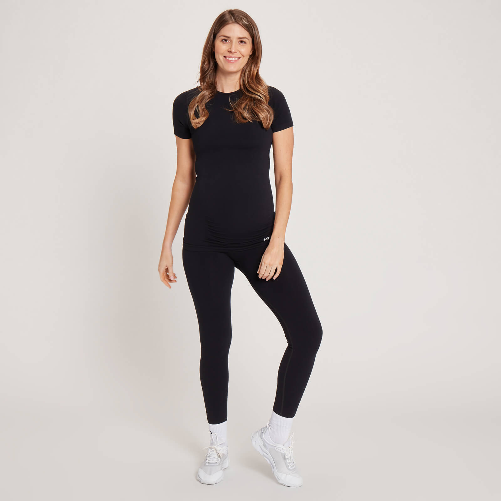 T-shirt de maternité sans coutures à manches courtes MP pour femmes – Noir