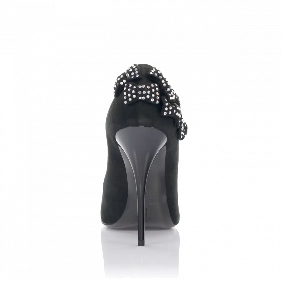 Giuseppe Zanotti - Pumps ZADINA 105 Kalbsvelours Schleife Strass schwarz - schwarz