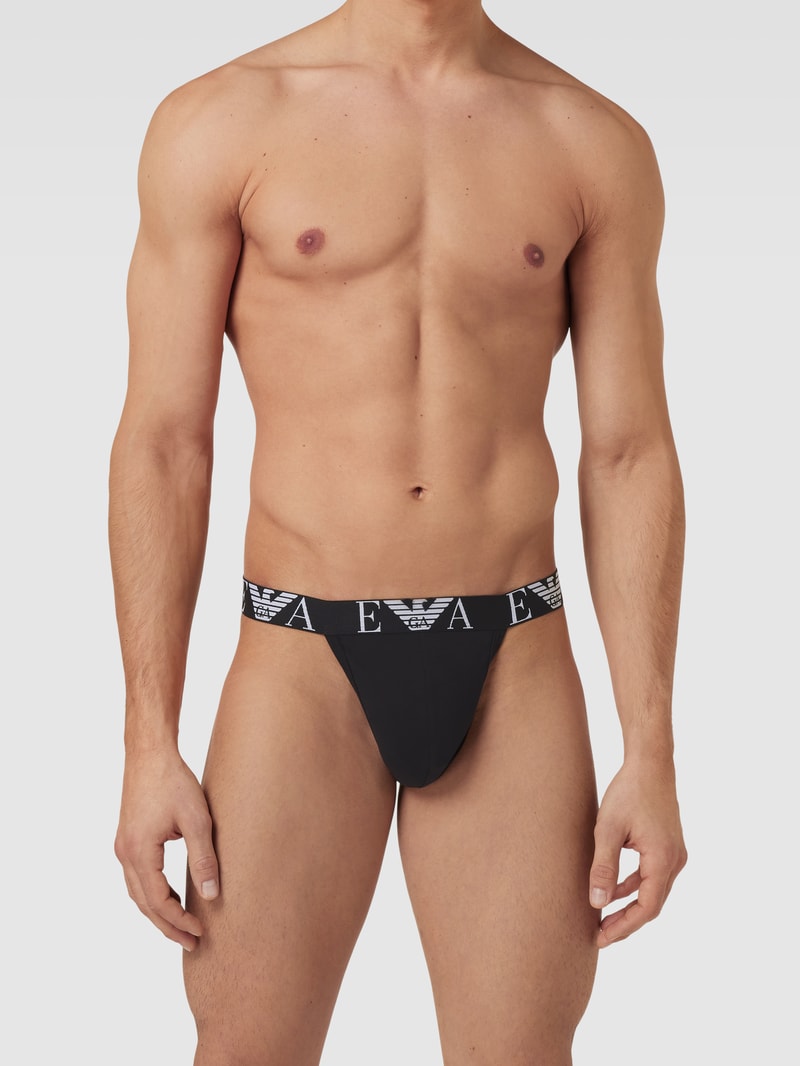Jockstrap mit Logo-Bund im 2er-Pack in schwarz