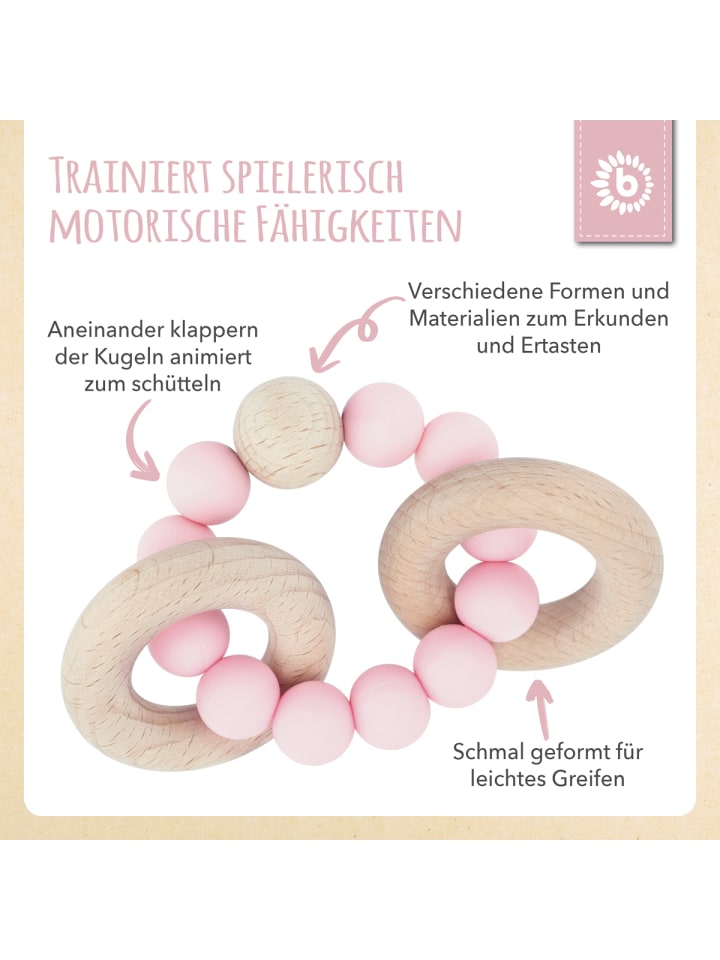 Bieco Spielwaren Beißring mit Silikon Perlen - ab Geburt in Rosa günstig kaufen onesize