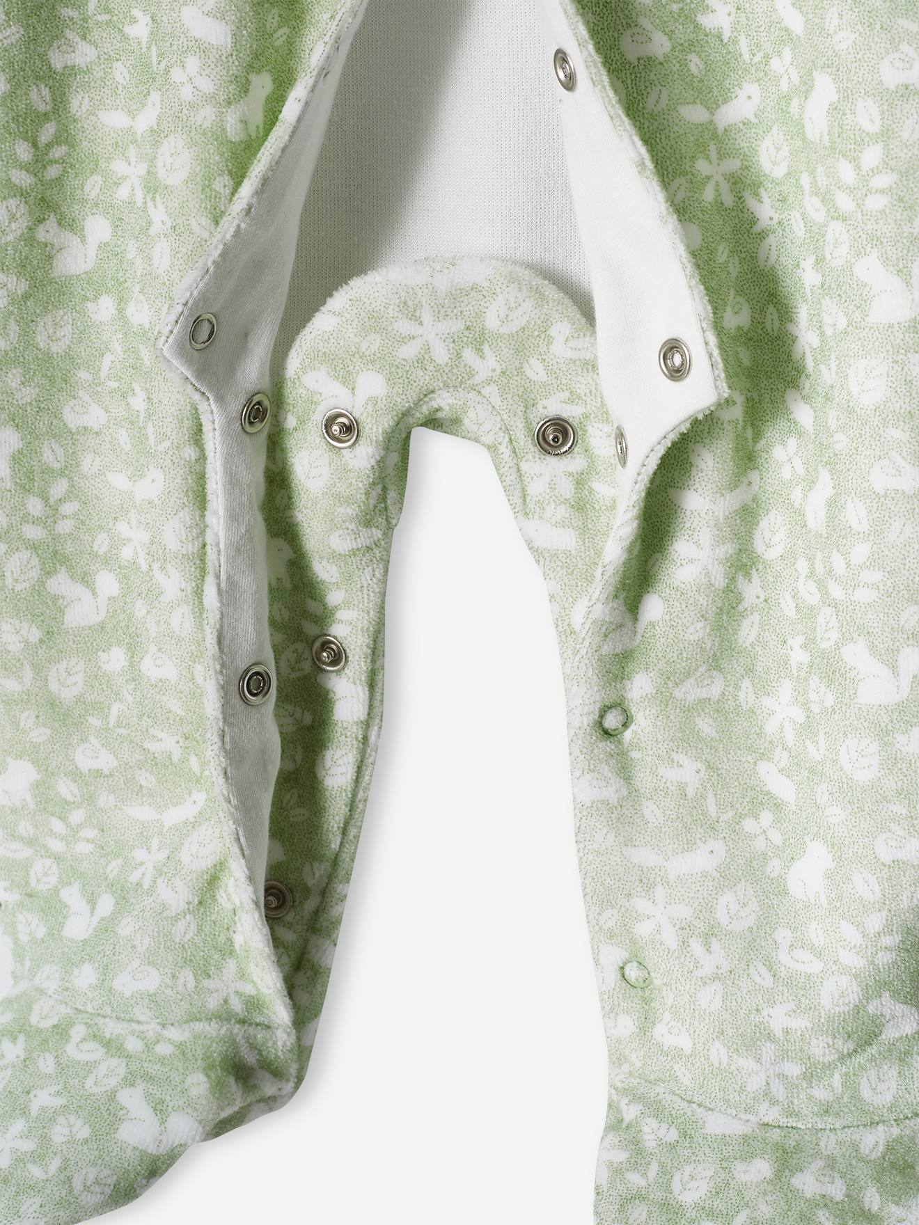 Vertbaudet Baby Samt-Strampler, Hase Oeko-Tex - aqua