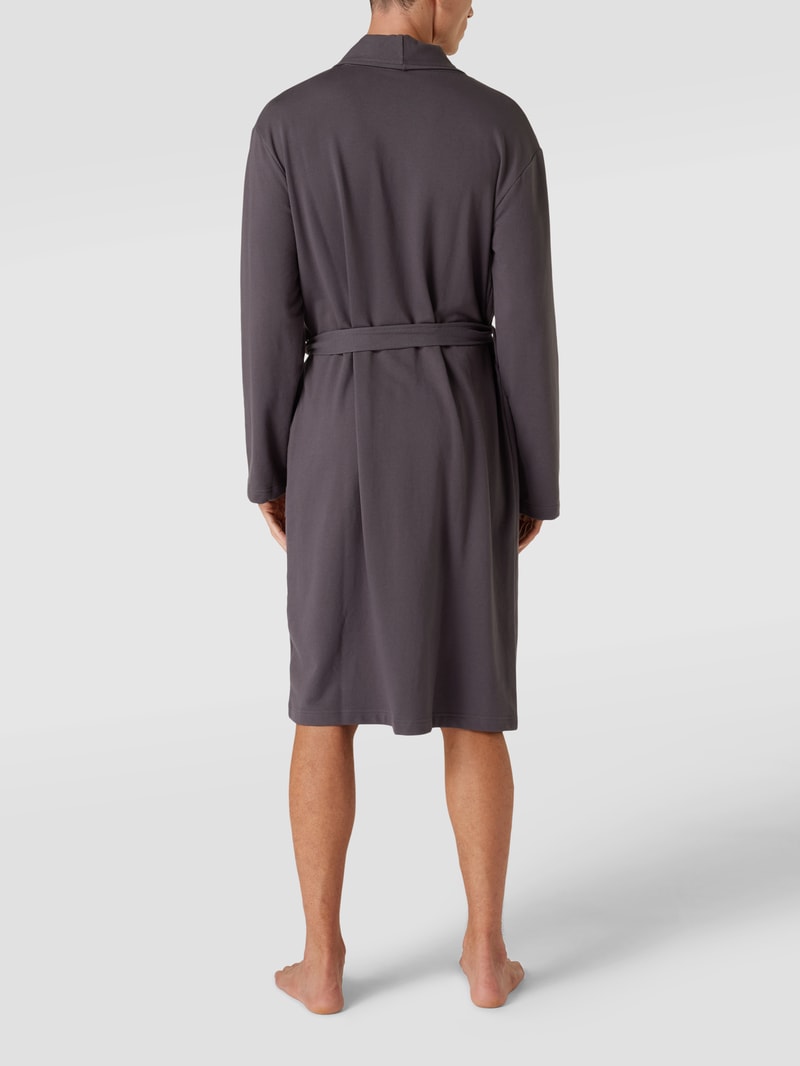 Bademantel mit Label-Print Modell 'ROBE' in dunkelgrau