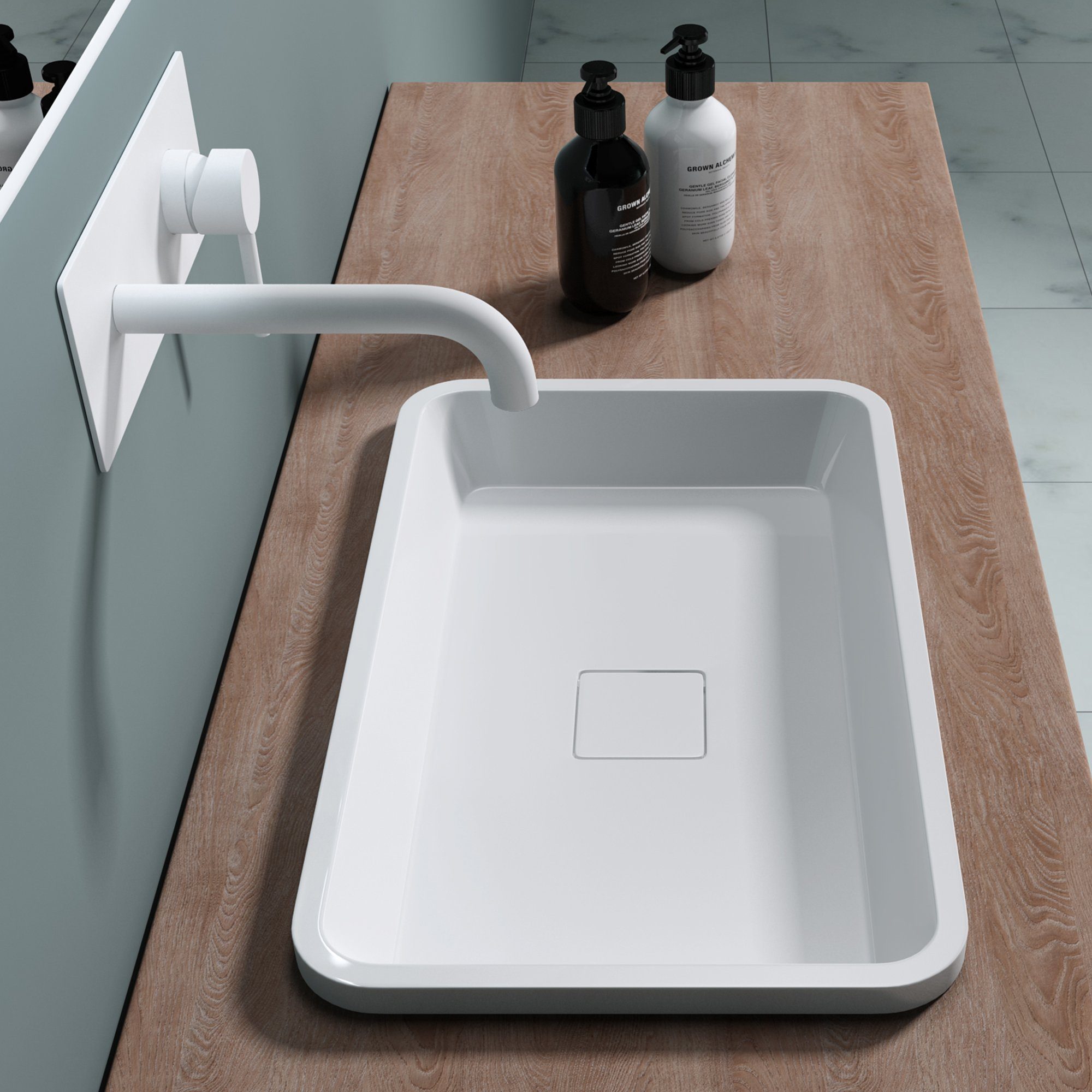 doporro Einbauwaschbecken Colossum104 Einbauwaschbecken Gussmarmor mit Ablaufabdeckung