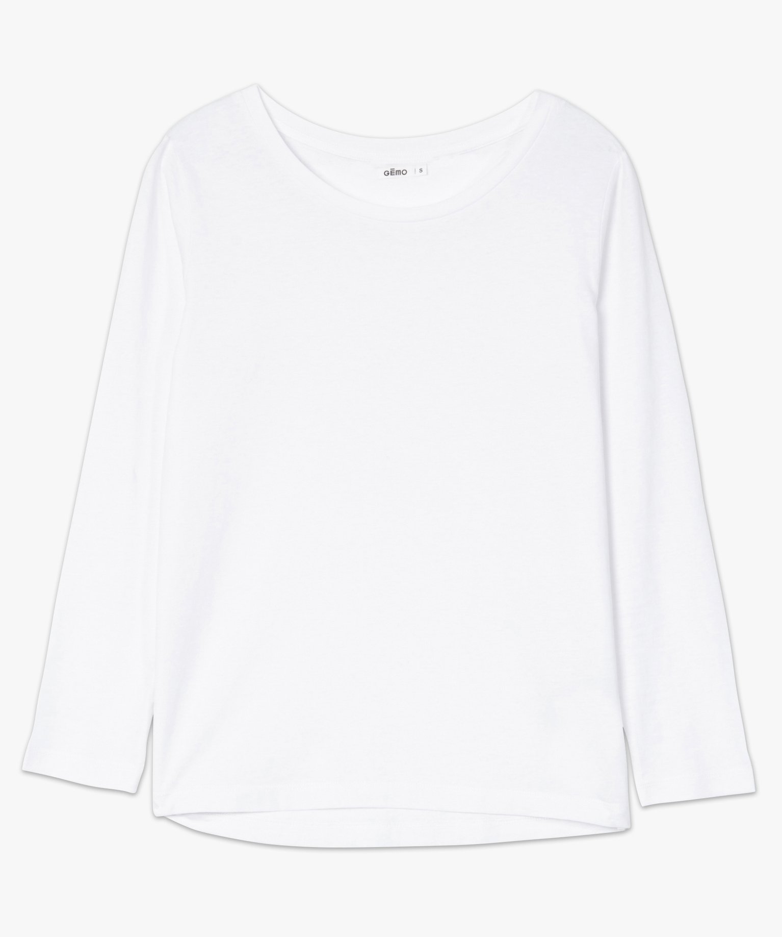 Tee-shirt à manches longues et col rond femme blanc | GEMO