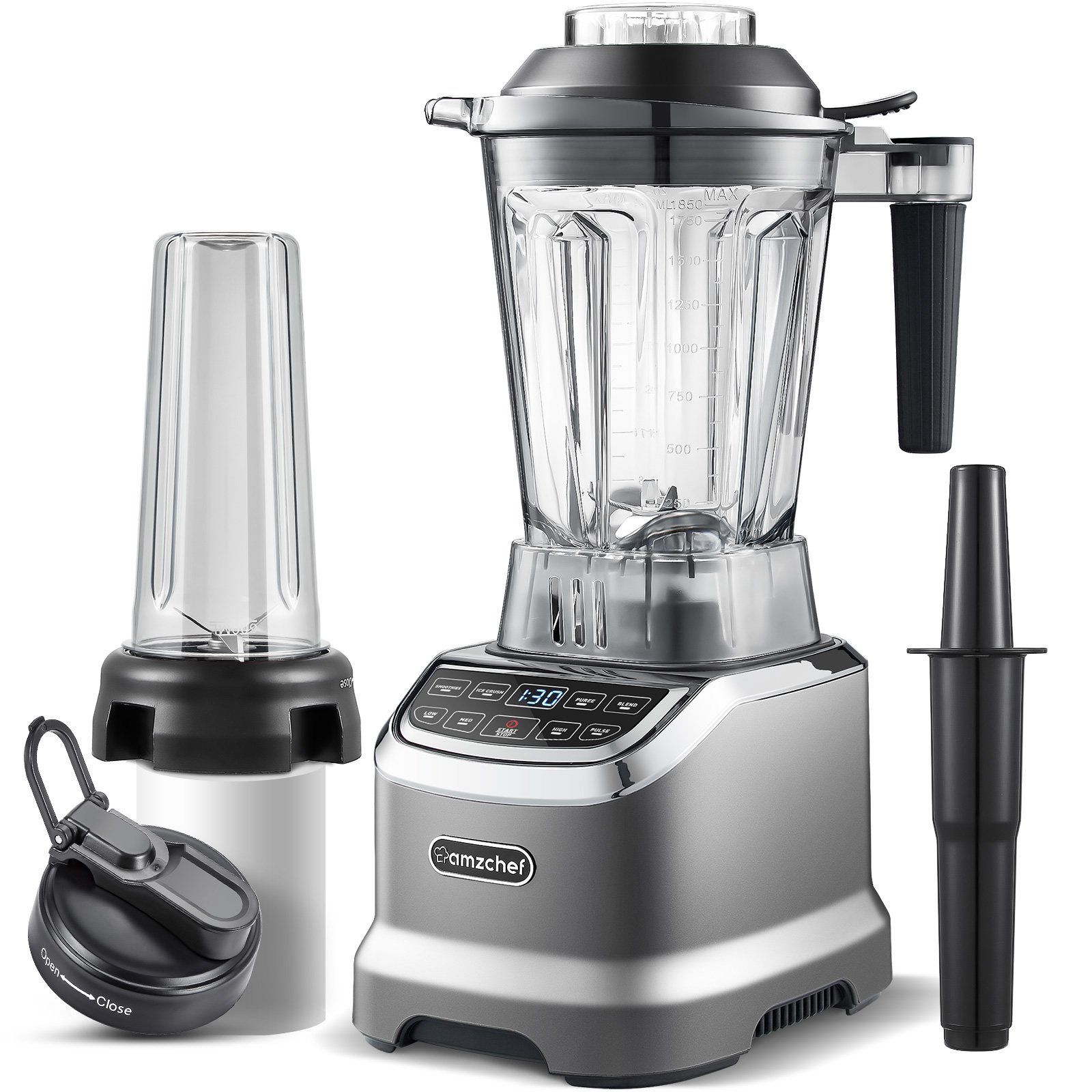 AMZCHEF Standmixer ZM5003, 1200,00 W, 1200W 20000 U/Min Standmixer Blender - 6 Pro-Scharfe 3D Klingen