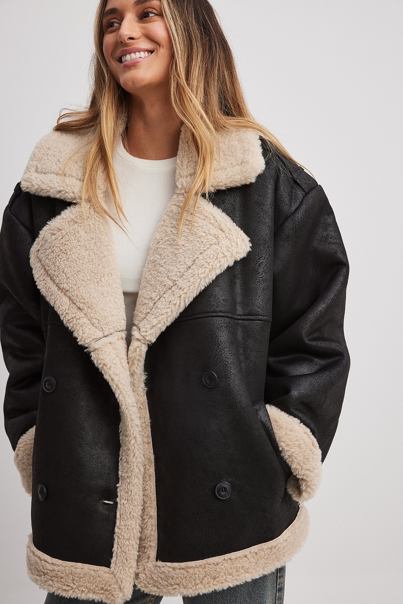 Oversize Bonded Teddy-Detail-Jacke