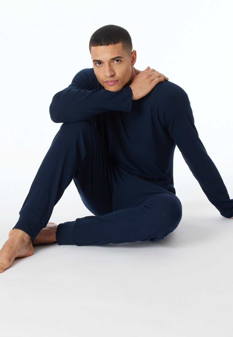 Shirt langarm Doppelripp nachtblau - Mix+Relax