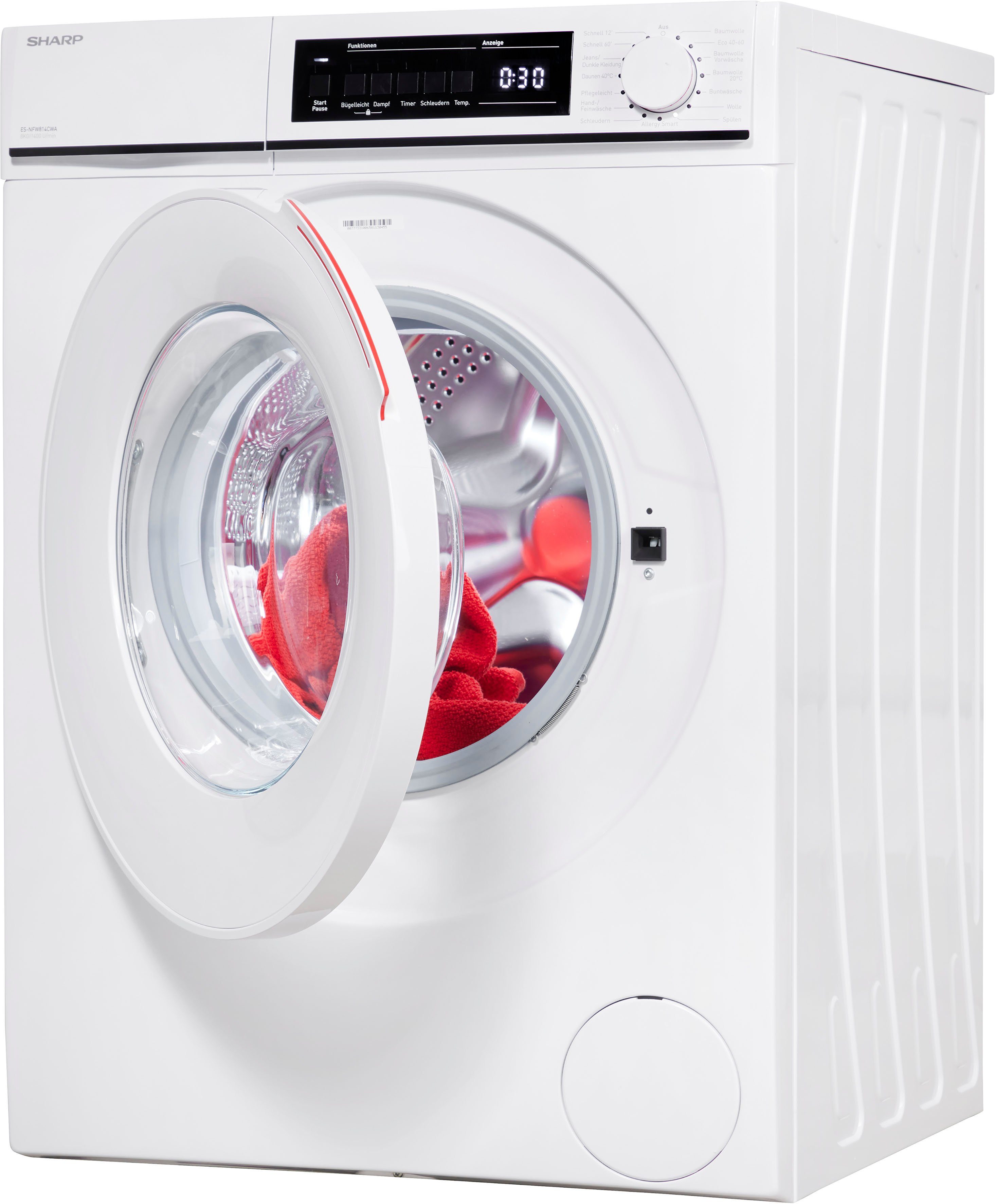 Sharp Waschmaschine ES-NFW814CWA-DE, 8 kg, 1400 U/min